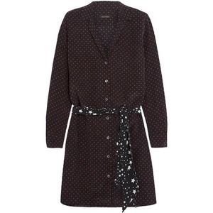 Equipment Femme Kate Moss Black Red Polka Dot Button Down Shirt Dress Small